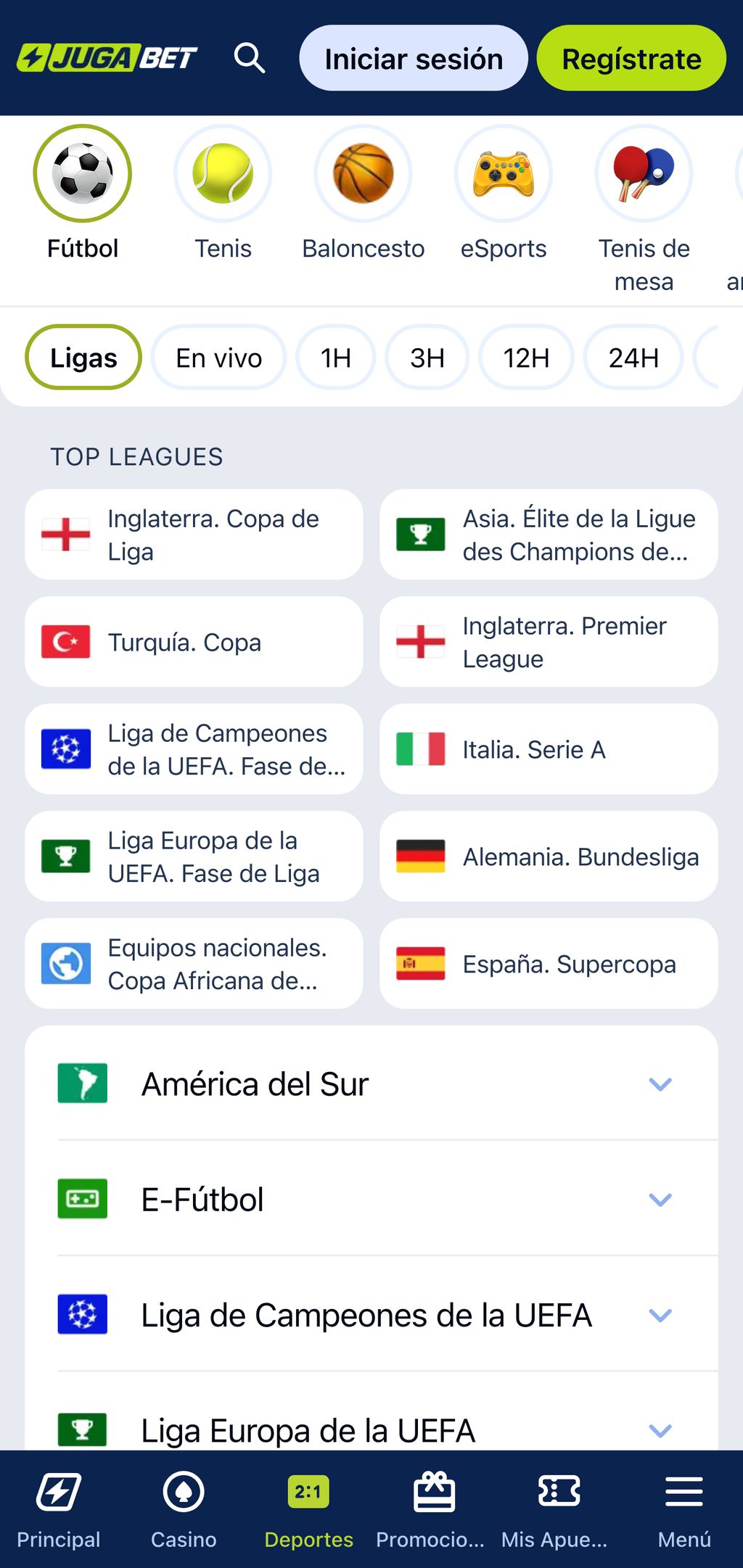 Apuestas deportivas en JugaBet