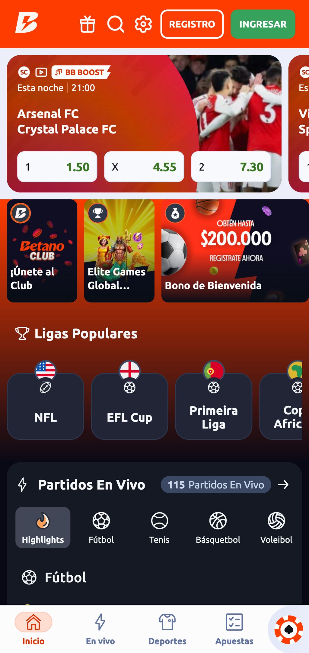 Sitio web oficial de Betano