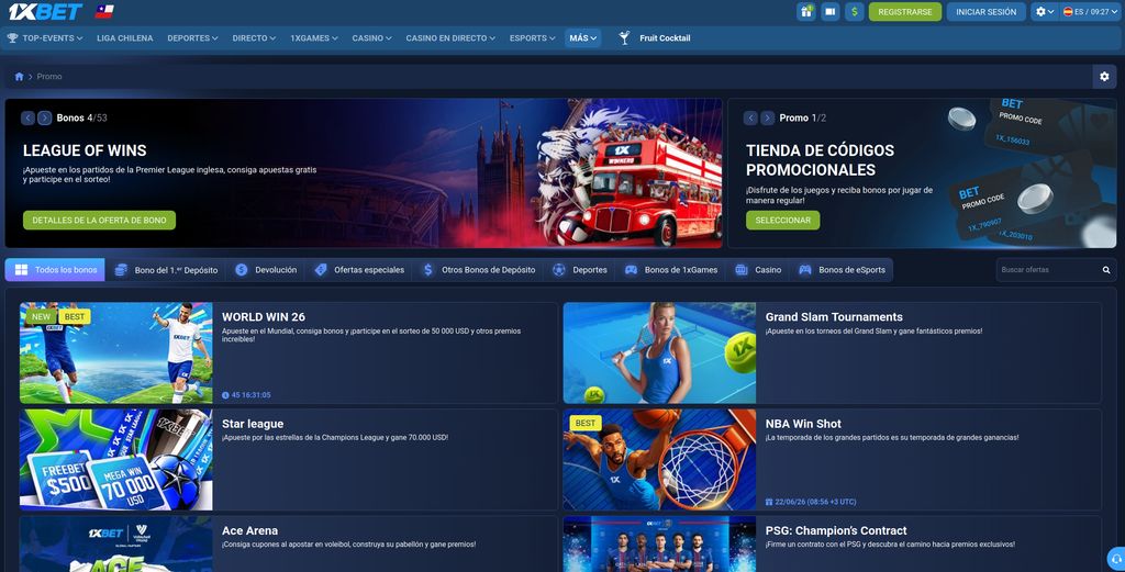La «Tienda de códigos promocionales» de 1xBet, donde los puntos se cambian por apuestas y giros gratis