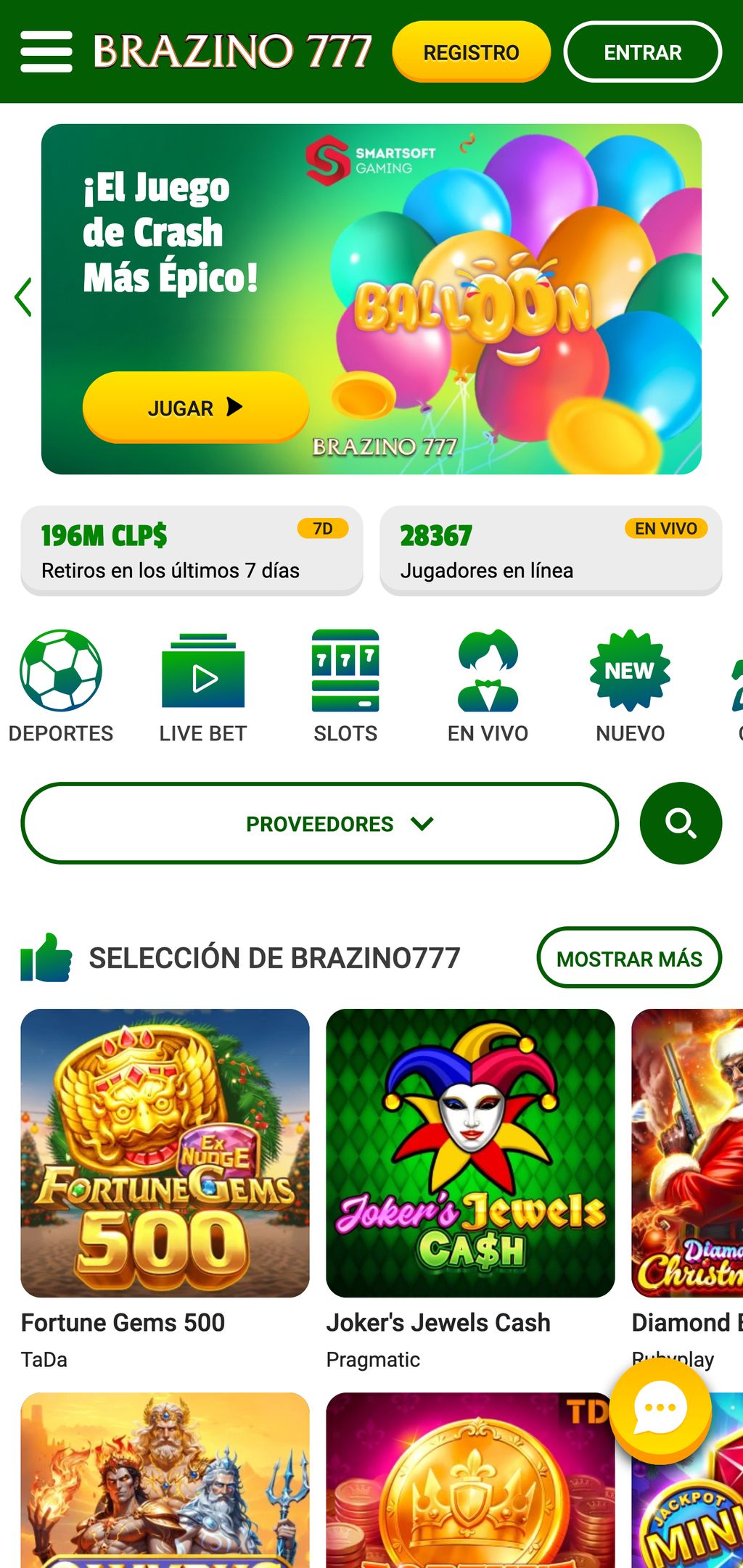 Sitio web oficial de Brazino777