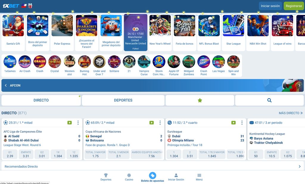 Sitio web oficial de 1xBet Chile