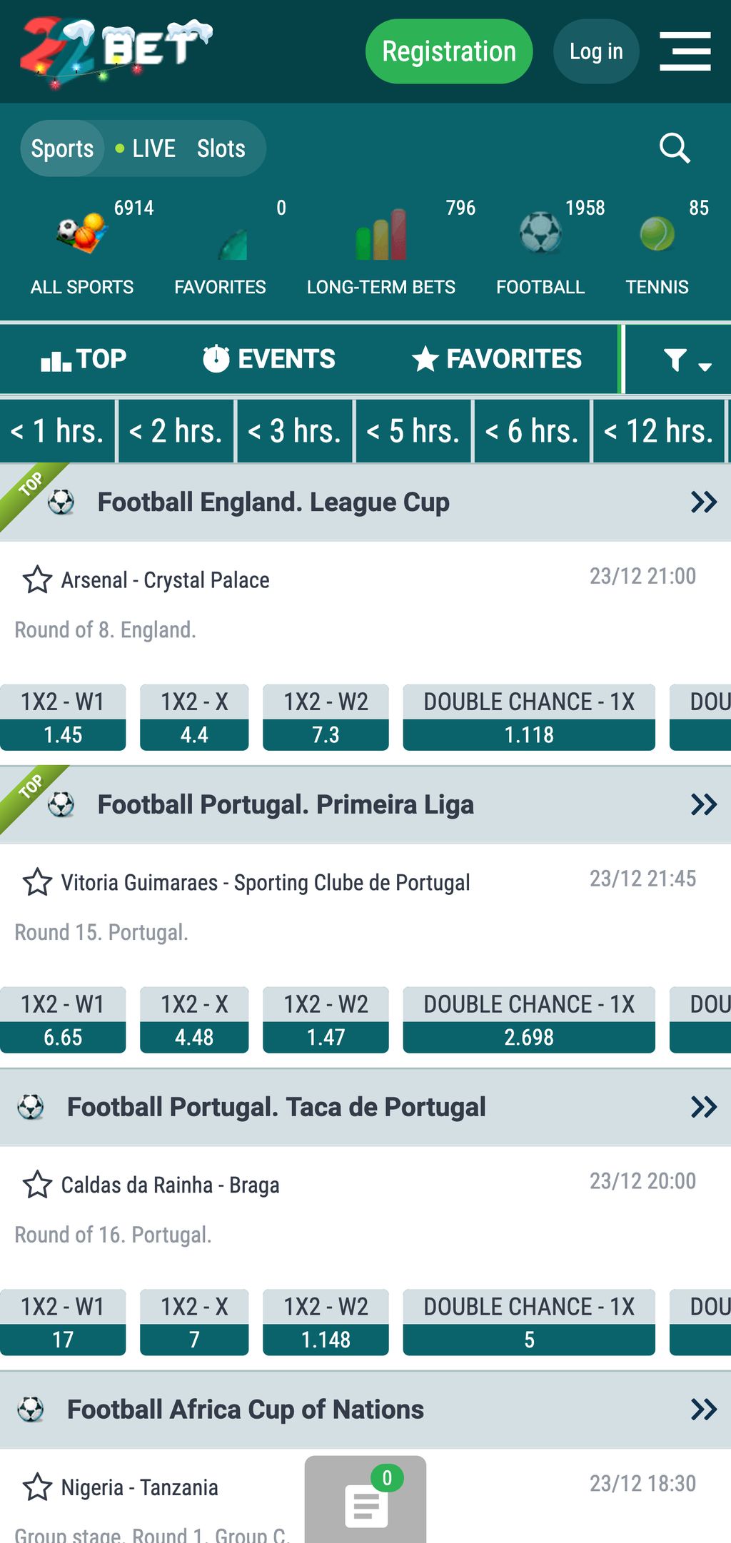 Apuestas deportivas en 22Bet
