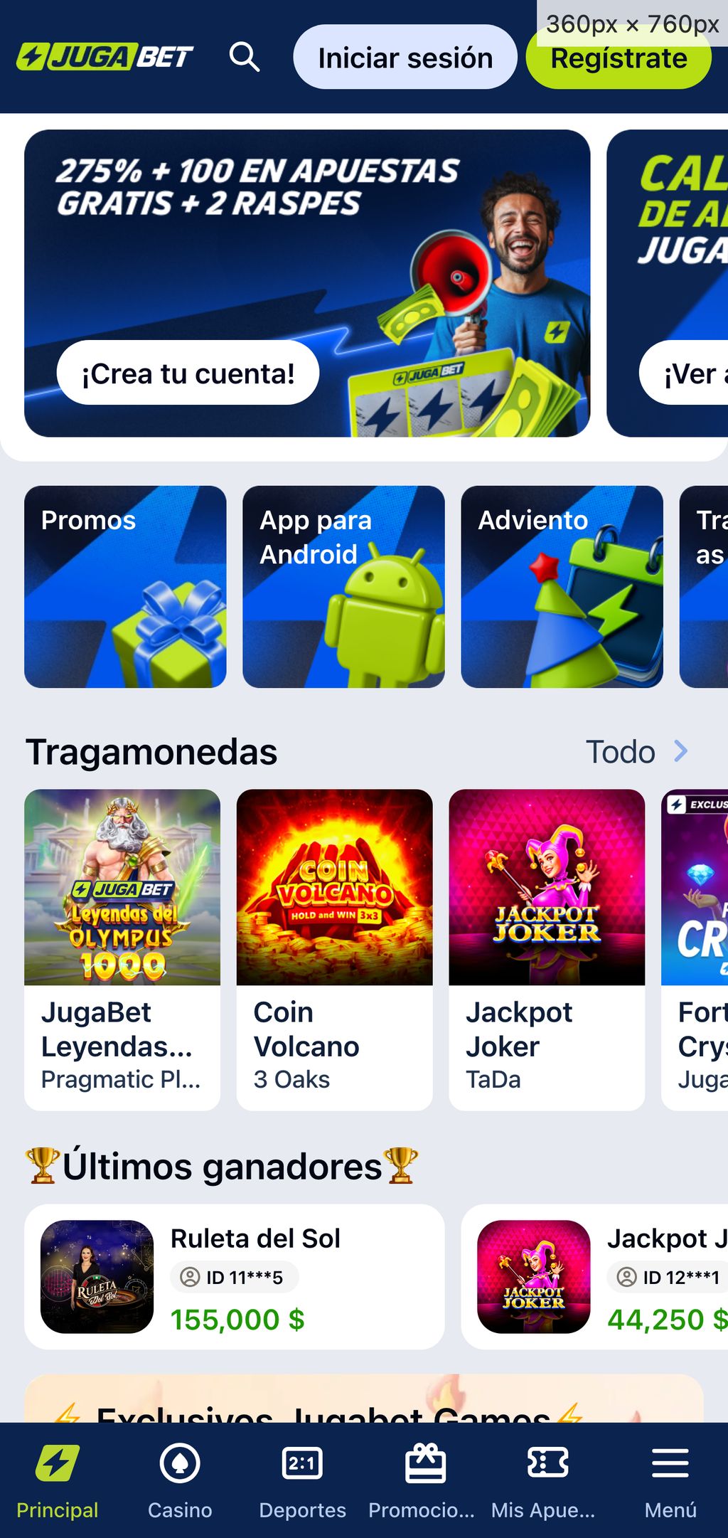 Sitio web oficial de JugaBet