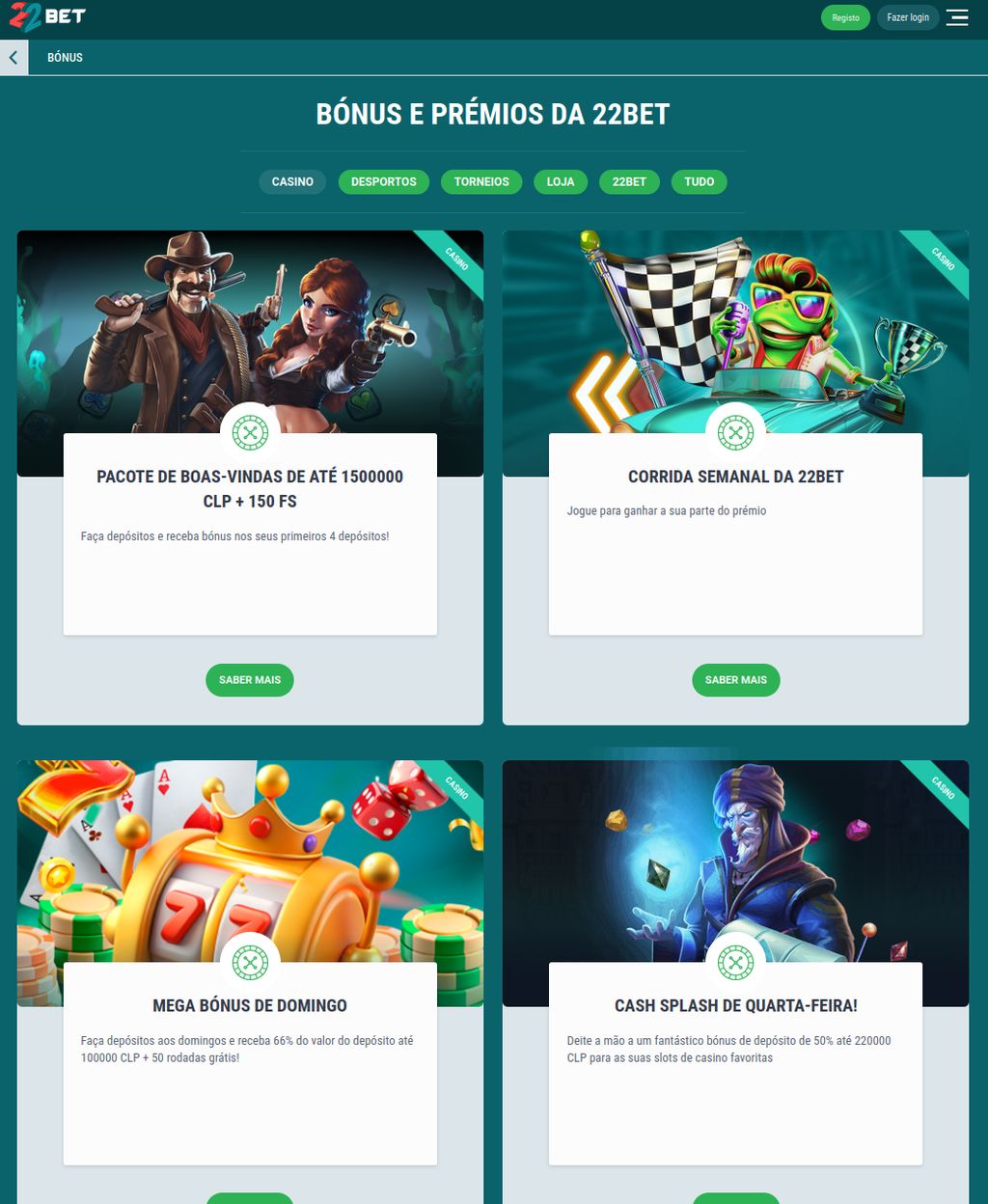 Paquete de bienvenida del casino de 22Bet, de hasta $1.500.000 + 150 giros gratis